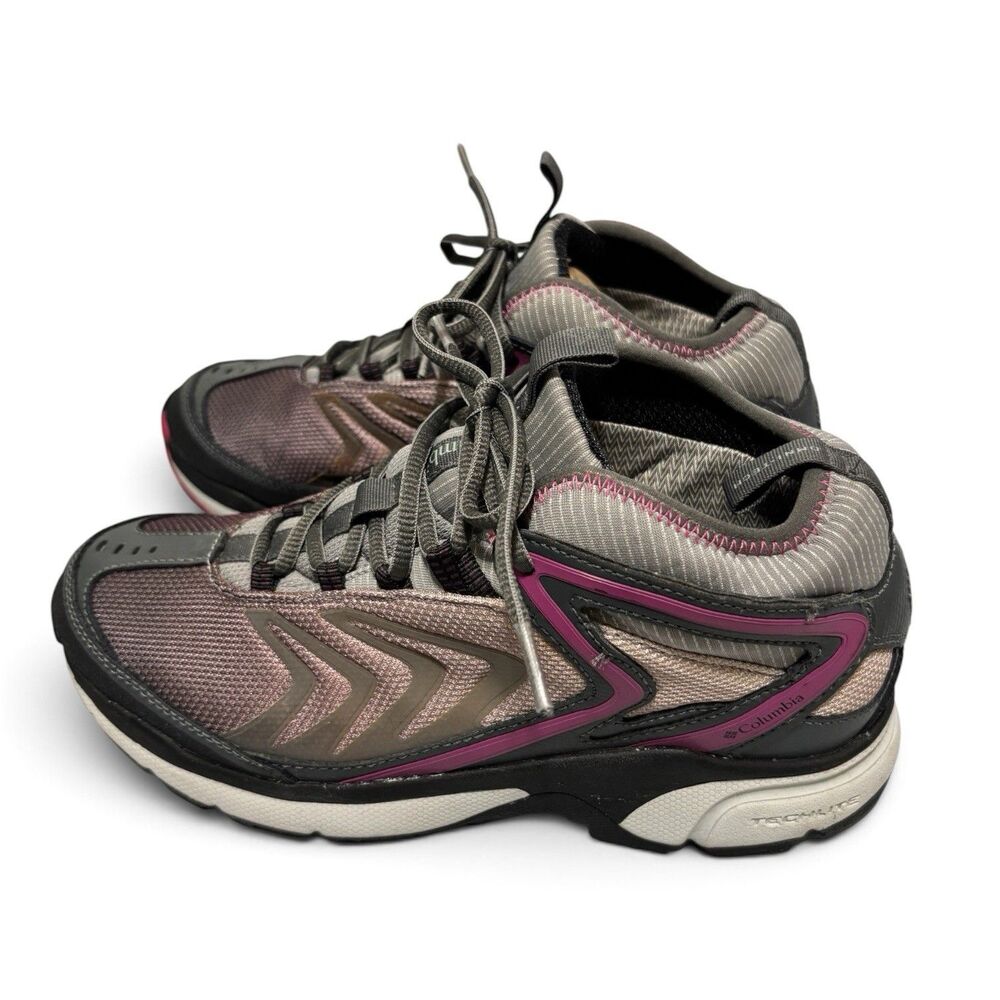 Columbia Techlite Omni-Tech Hiking Shoes Women's Sz 9 Gray Magenta